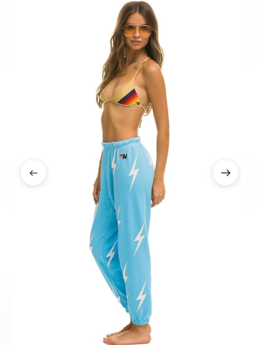 Aviator Nation BOLT STITCH SWEATPANTS - SKY // WHITE $ 285.00